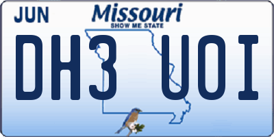 MO license plate DH3U0I