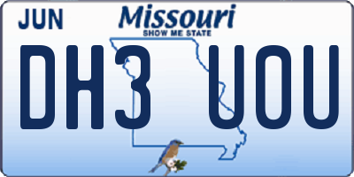 MO license plate DH3U0U
