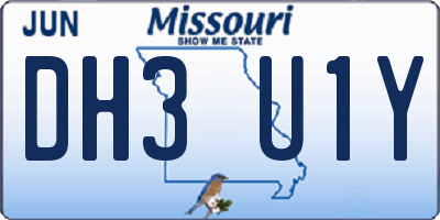 MO license plate DH3U1Y