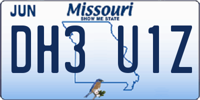 MO license plate DH3U1Z