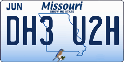 MO license plate DH3U2H