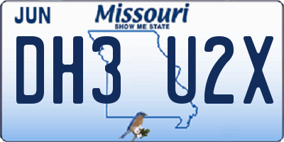 MO license plate DH3U2X