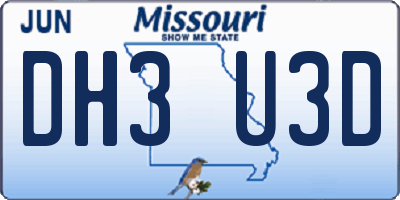 MO license plate DH3U3D