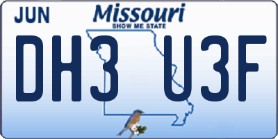 MO license plate DH3U3F