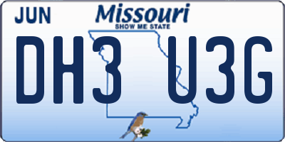 MO license plate DH3U3G