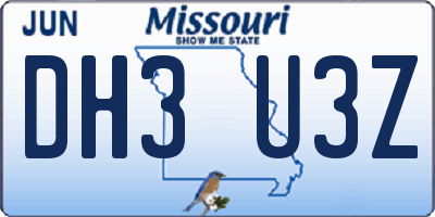 MO license plate DH3U3Z