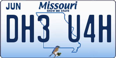 MO license plate DH3U4H