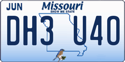 MO license plate DH3U4O