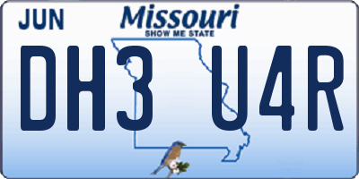 MO license plate DH3U4R