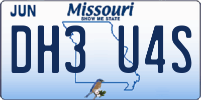 MO license plate DH3U4S