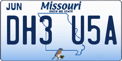 MO license plate DH3U5A