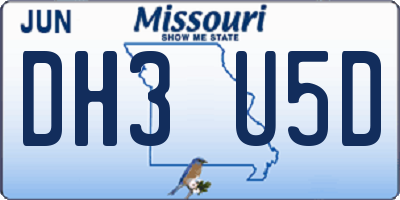 MO license plate DH3U5D