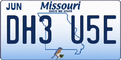 MO license plate DH3U5E