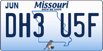 MO license plate DH3U5F