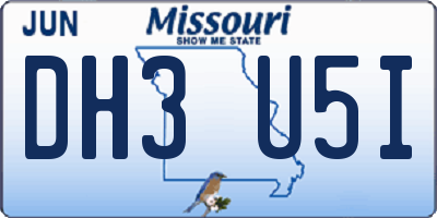 MO license plate DH3U5I