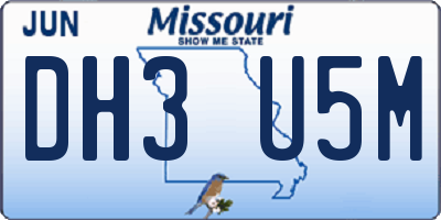 MO license plate DH3U5M