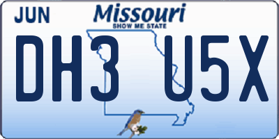 MO license plate DH3U5X