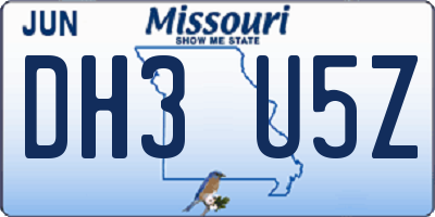 MO license plate DH3U5Z