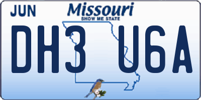 MO license plate DH3U6A