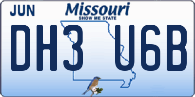 MO license plate DH3U6B
