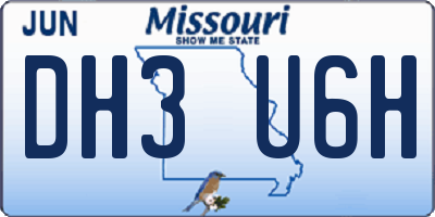 MO license plate DH3U6H