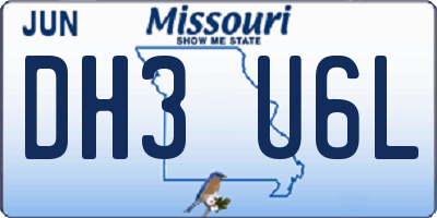 MO license plate DH3U6L