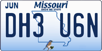 MO license plate DH3U6N