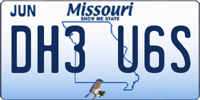MO license plate DH3U6S
