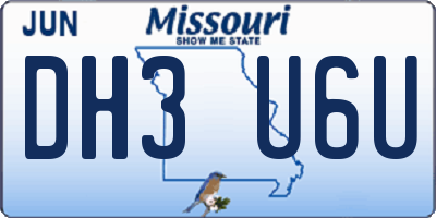 MO license plate DH3U6U