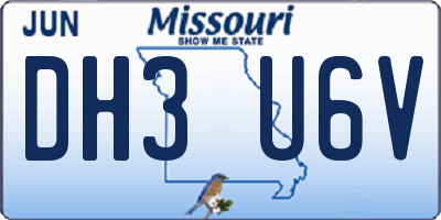MO license plate DH3U6V