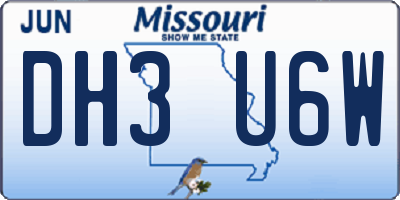 MO license plate DH3U6W