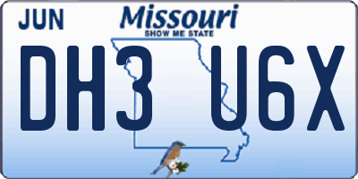MO license plate DH3U6X