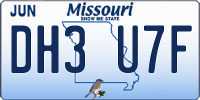 MO license plate DH3U7F
