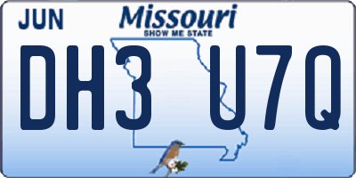 MO license plate DH3U7Q