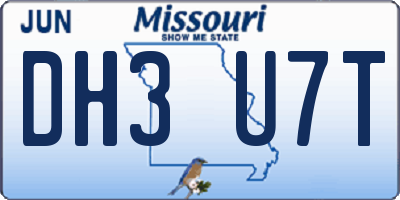 MO license plate DH3U7T