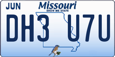 MO license plate DH3U7U