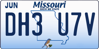 MO license plate DH3U7V