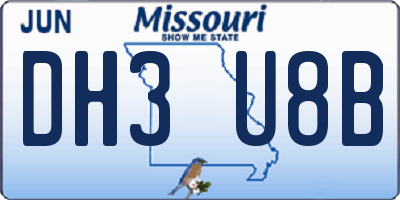 MO license plate DH3U8B