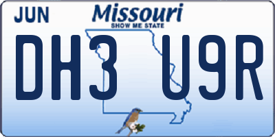 MO license plate DH3U9R