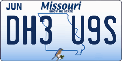MO license plate DH3U9S