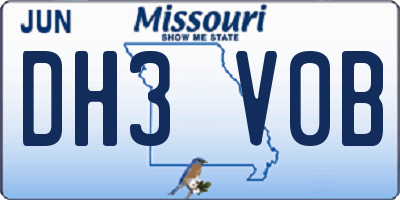 MO license plate DH3V0B