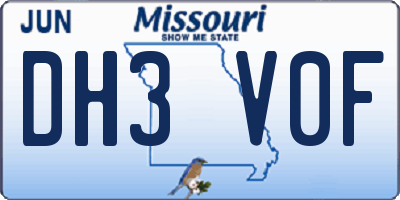 MO license plate DH3V0F