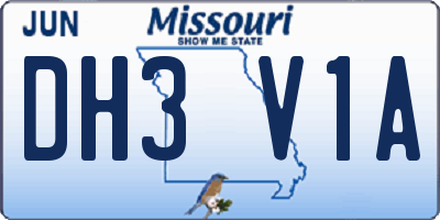 MO license plate DH3V1A