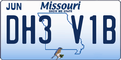 MO license plate DH3V1B