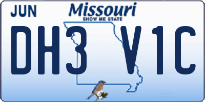 MO license plate DH3V1C