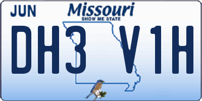 MO license plate DH3V1H