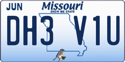 MO license plate DH3V1U