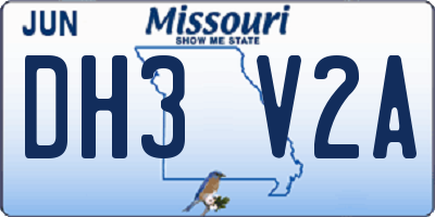 MO license plate DH3V2A