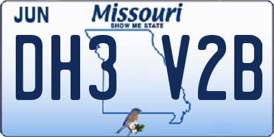 MO license plate DH3V2B