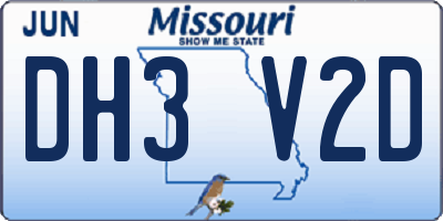 MO license plate DH3V2D